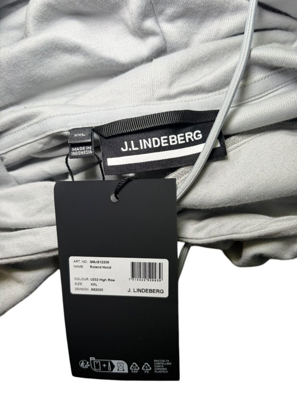 J. Lindeberg Roland Hoodie Gray XXL NWT Lightweight Logo Pullover - Picture 5 of 6